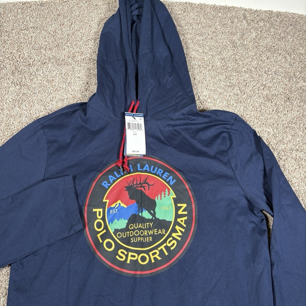 Ralph Lauren Hoodie Shirt Mens Small Polo Sportsman Outdoor Elk Hooded Pullover